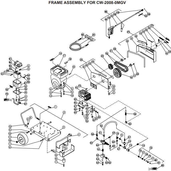 MITM CW-2008-0MGV pressure washer parts and manual